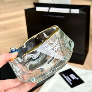 Montblanc Crystal Ashtray with Gold Accent